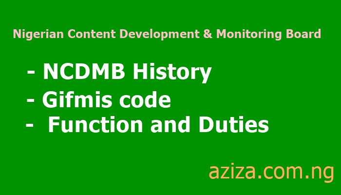 NCDMB History, Gifmis code, Function and Duties