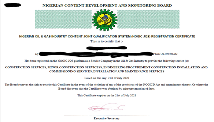 NOGIC JQS Registration Certificate